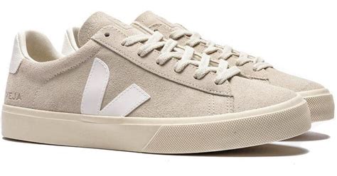 womens campo leather suede sneakers in white & natural suede